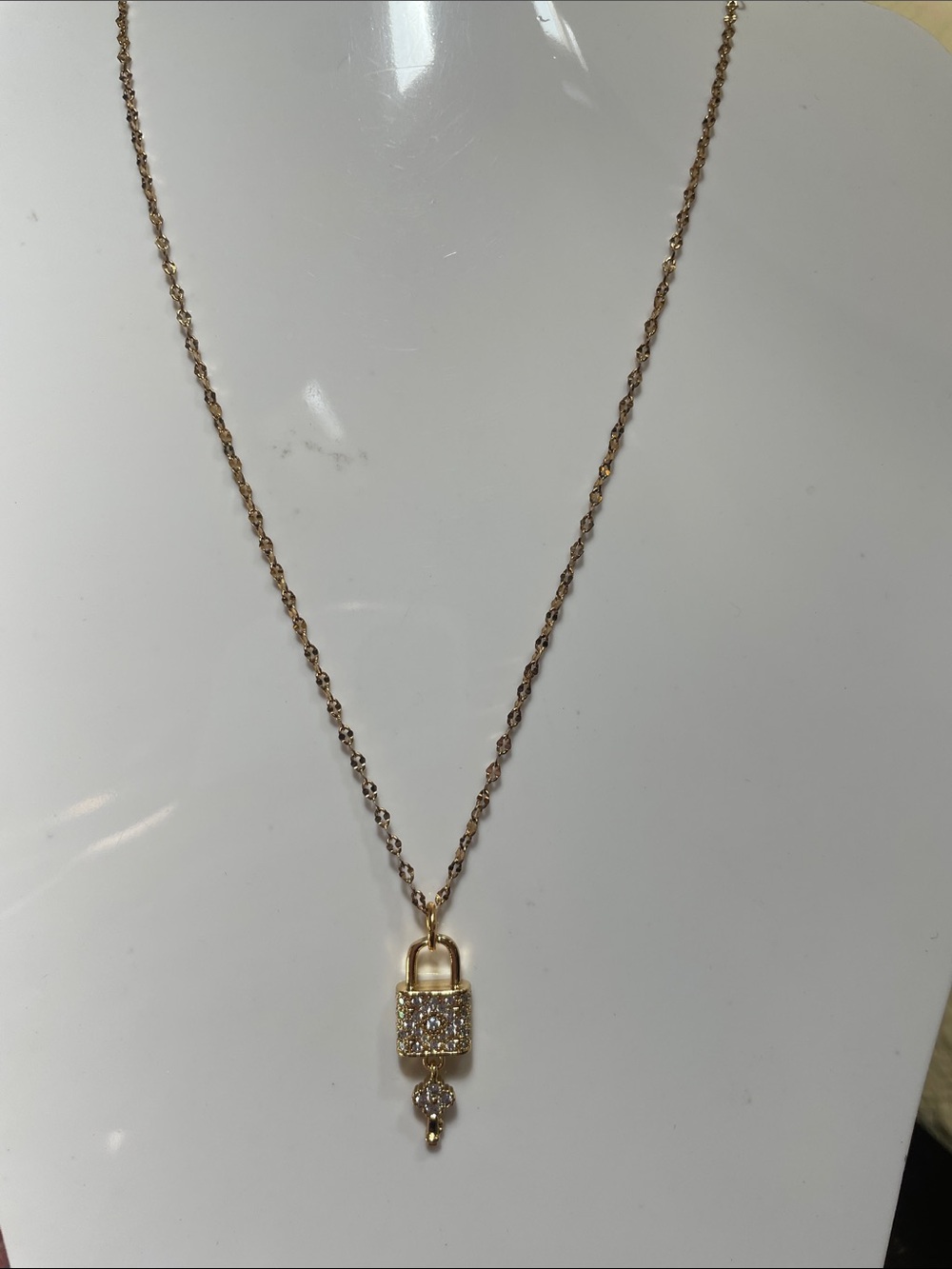 Gold Padlock Pendant Necklace with Key Charm 18k gold plated on silver sterling